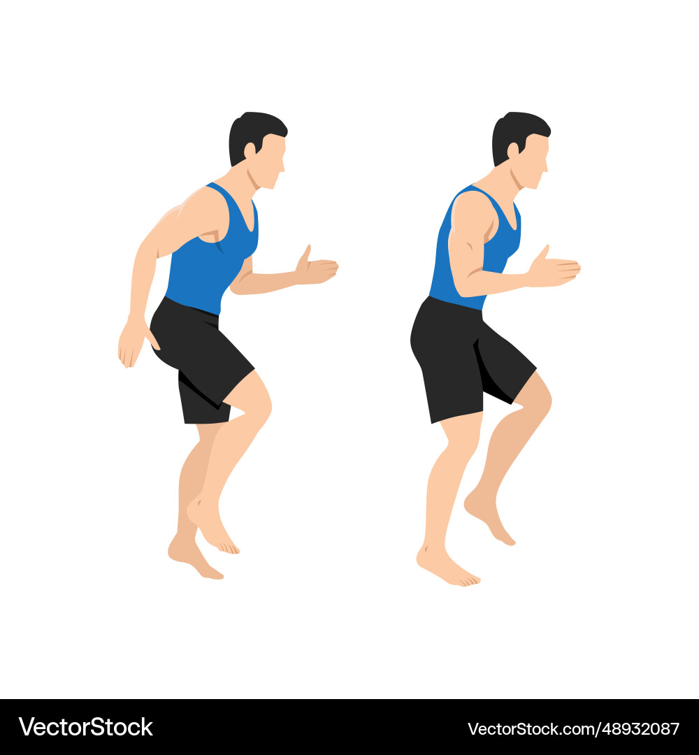 Man doing fast feet run exercise Man doing fast feet run exercise vector image