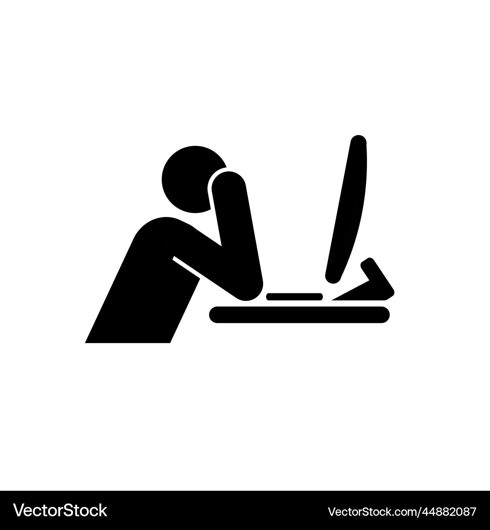 Man in front of computer burnout concept icon Man in front of computer burnout concept icon vector image