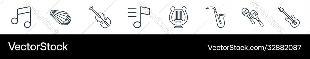 Music instruments line icons linear set quality Music instruments line icons linear set quality vector image