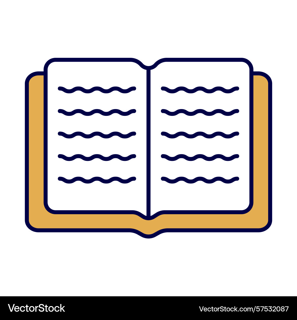 Open book icon with stylized text lines Vector Image