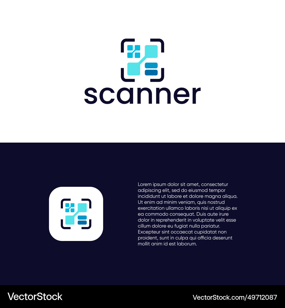 Scanner logo scanning bar code icon Vector Image