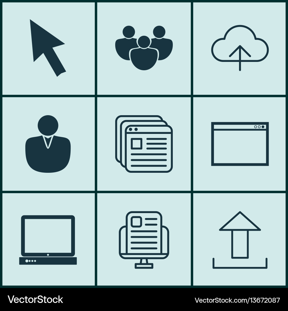 Set of 9 web icons includes program website Set of 9 web icons includes program website vector image