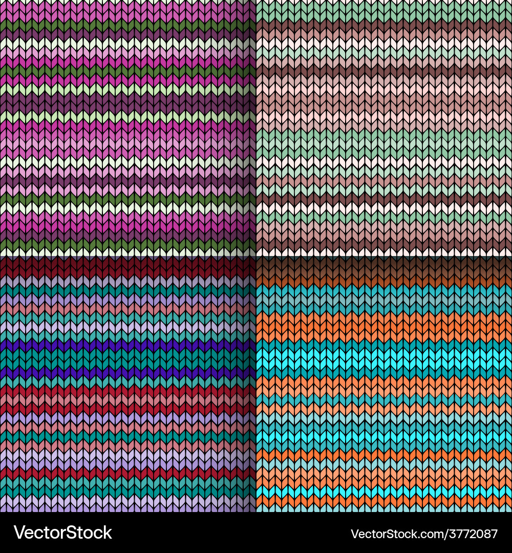 Set of seamless knitted patterns vector image