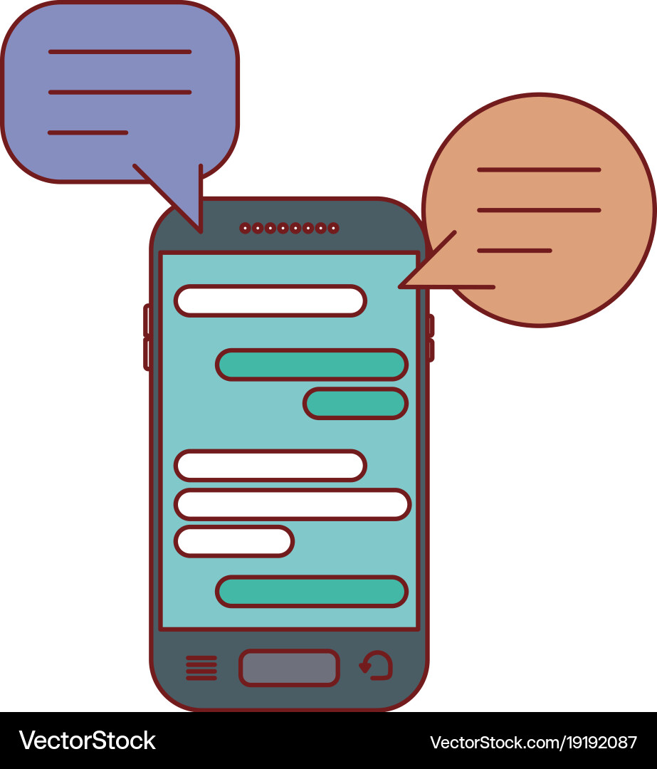 Smartphone with speech dialogue text in screen vector image