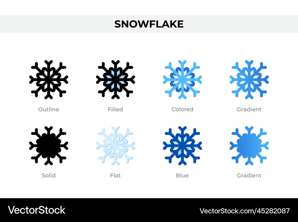 Snowflake icons in different style Snowflake icons in different style vector image