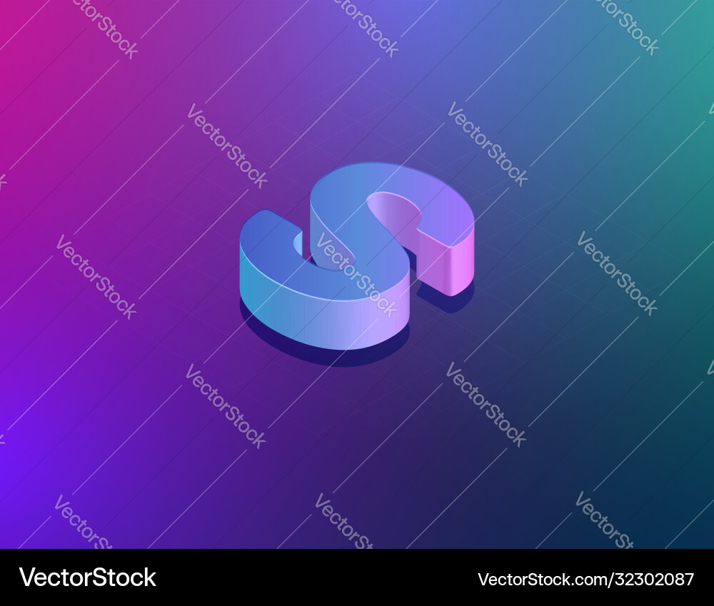 Three dee tech font character s isometric Three dee tech font character s isometric vector image