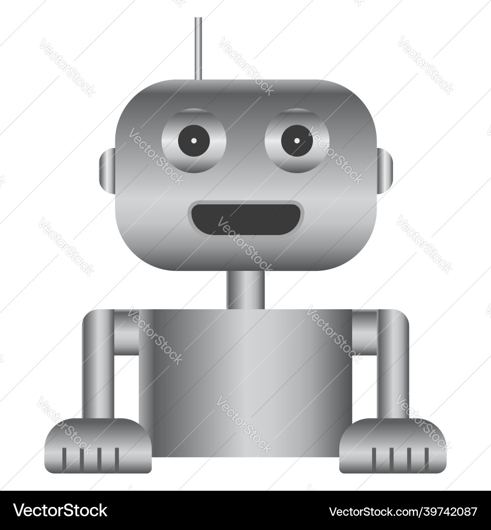 Top half of simple robot with gray gradient Vector Image