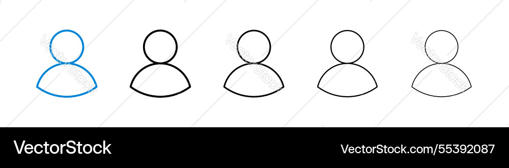 User icons in five different stroke sizes User icons in five different stroke sizes vector image