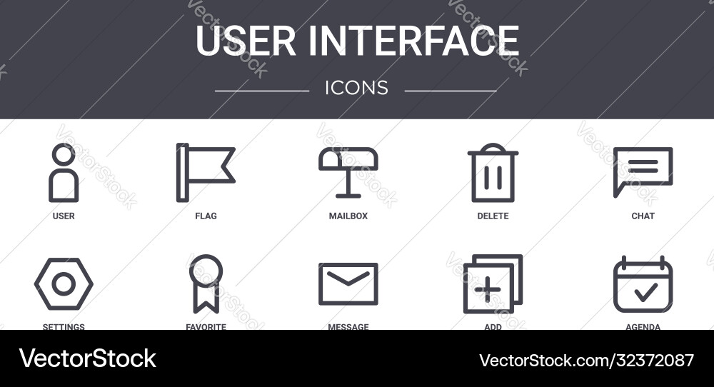 User interface concept line icons set contains User interface concept line icons set contains Vector Image