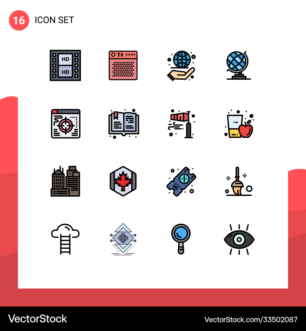 User interface pack 16 basic flat color filled Vector Image
