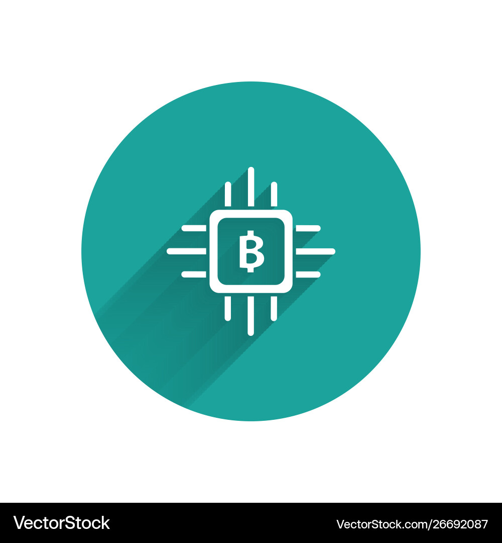 White cpu mining farm icon isolated with long vector image