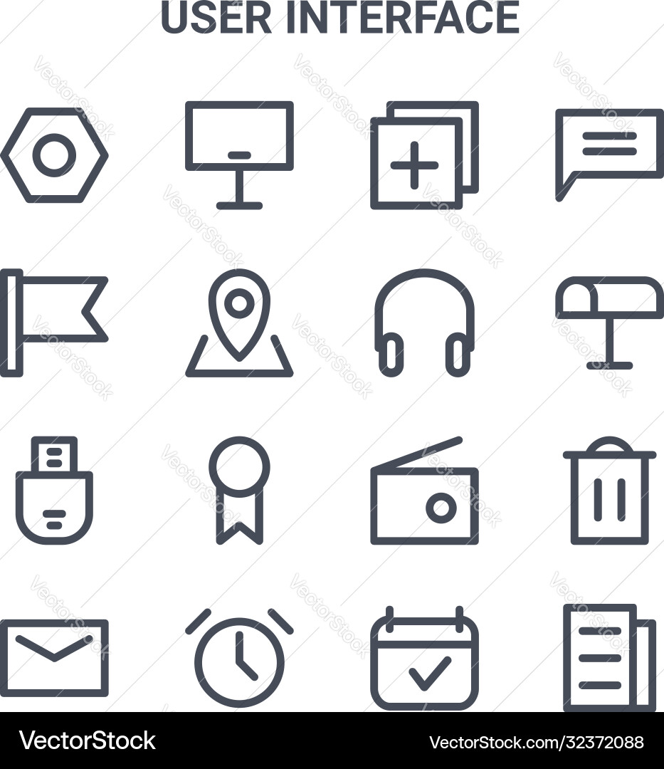 16 Benutzeroberflächen-Konzept-Line-Icons 64x64 einstellen 16 Benutzeroberflächen-Konzept-Line-Icons 64x64 einstellen vektorbild