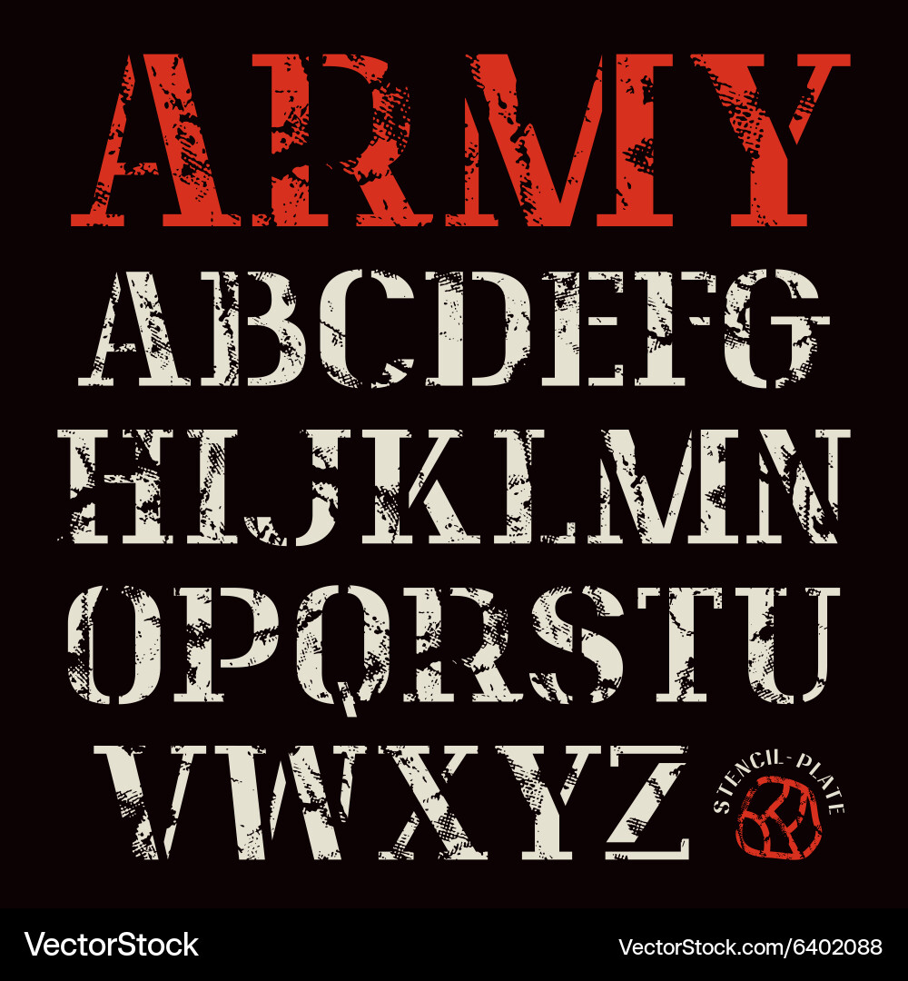 Bold Stencil Plate Serif Font vector image