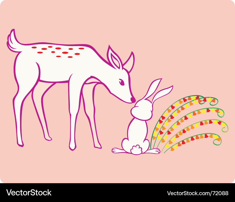 Cute Deer and Rabbit vector image