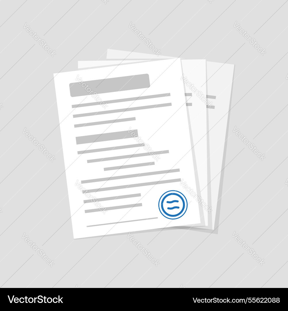 Document with stamp and text icon in flat style Document with stamp and text icon in flat style vector image