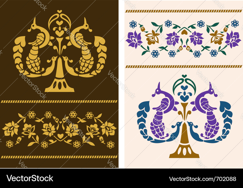 Flower patterns with birds Vector Image
