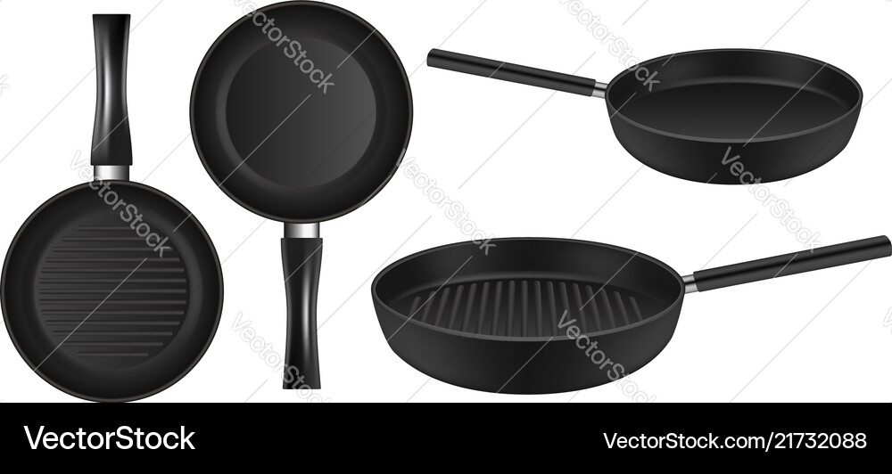 Griddle icon set realistic style Vector Image