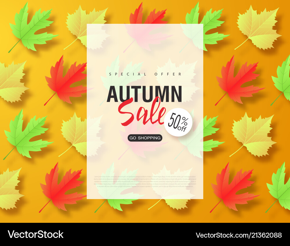 Herbst-Verkauf Poster mit bunten Blättern Herbst-Verkauf Poster mit bunten Blättern vektorbild