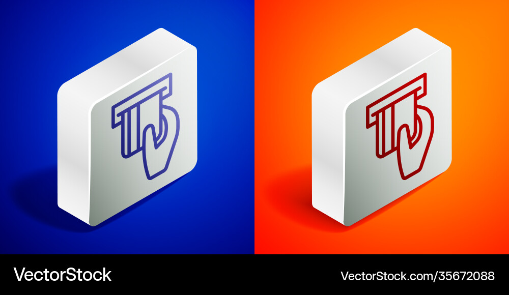 Isometric line credit card inserted in reader Isometric line credit card inserted in reader vector image