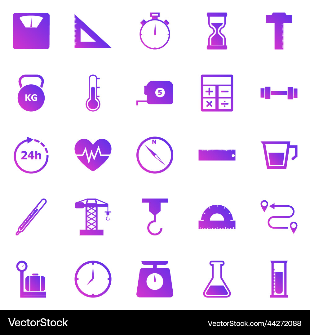 Measuring gradient icons on white background Measuring gradient icons on white background vector image
