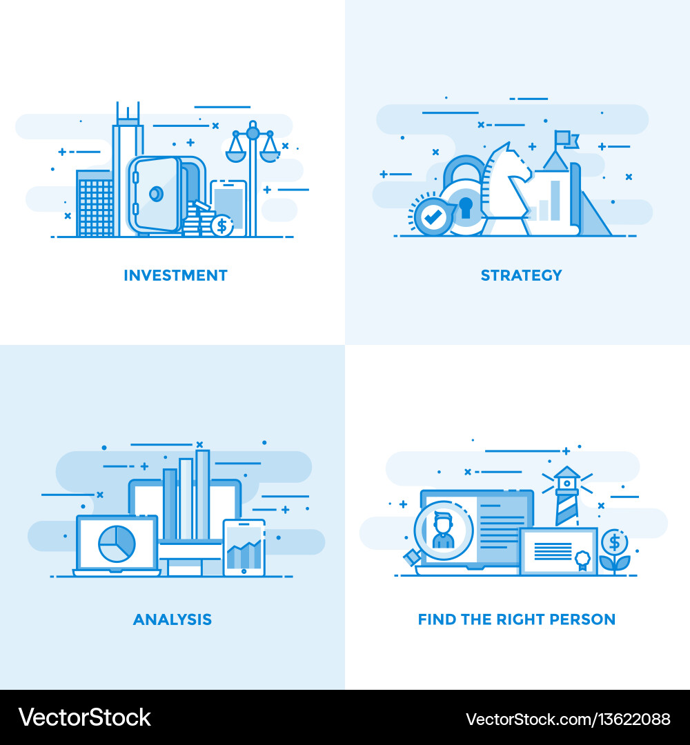 Modern Flat Line Concepts - Business & Strategy vector image