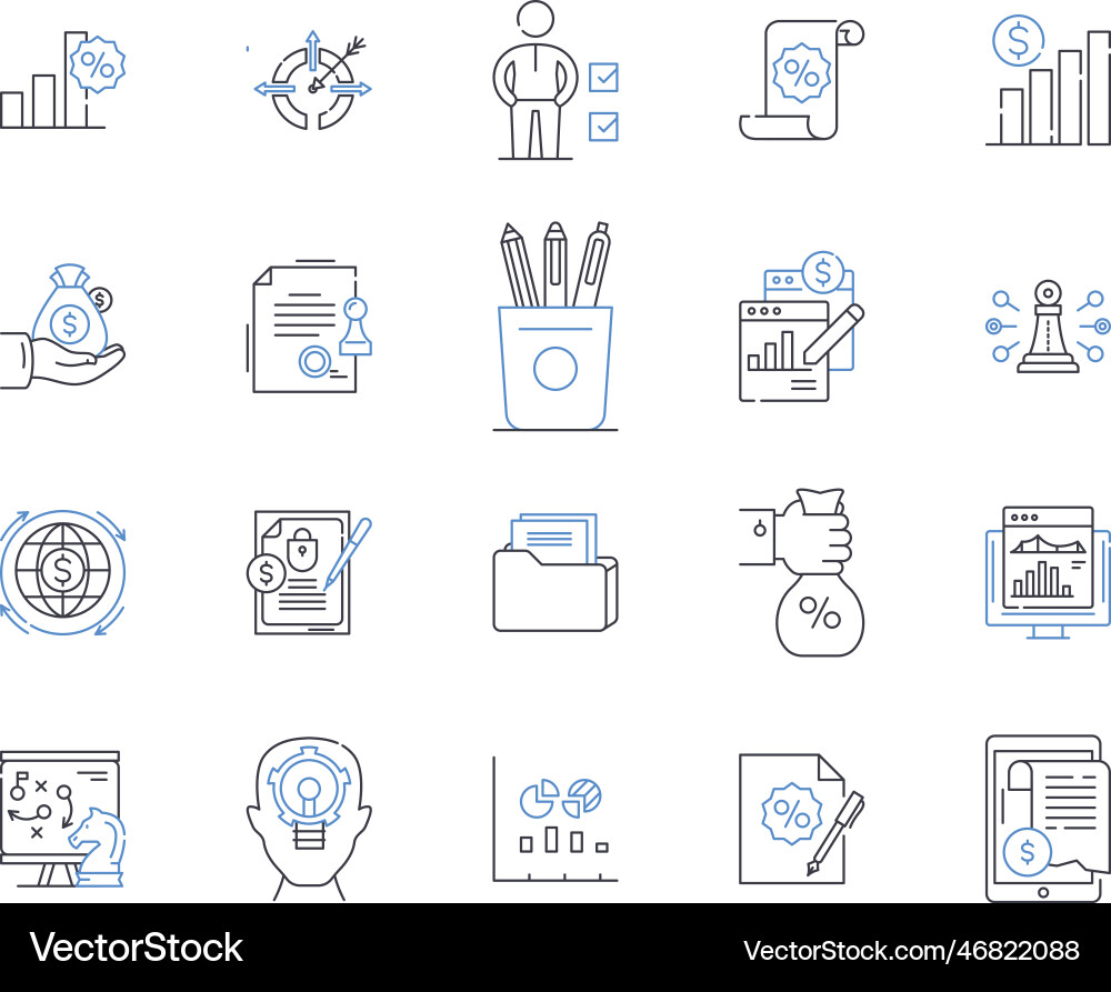 Monitor and observe line icons collection watch Vector Image