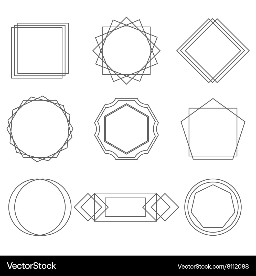 Mono Line Frames & Borders vector image
