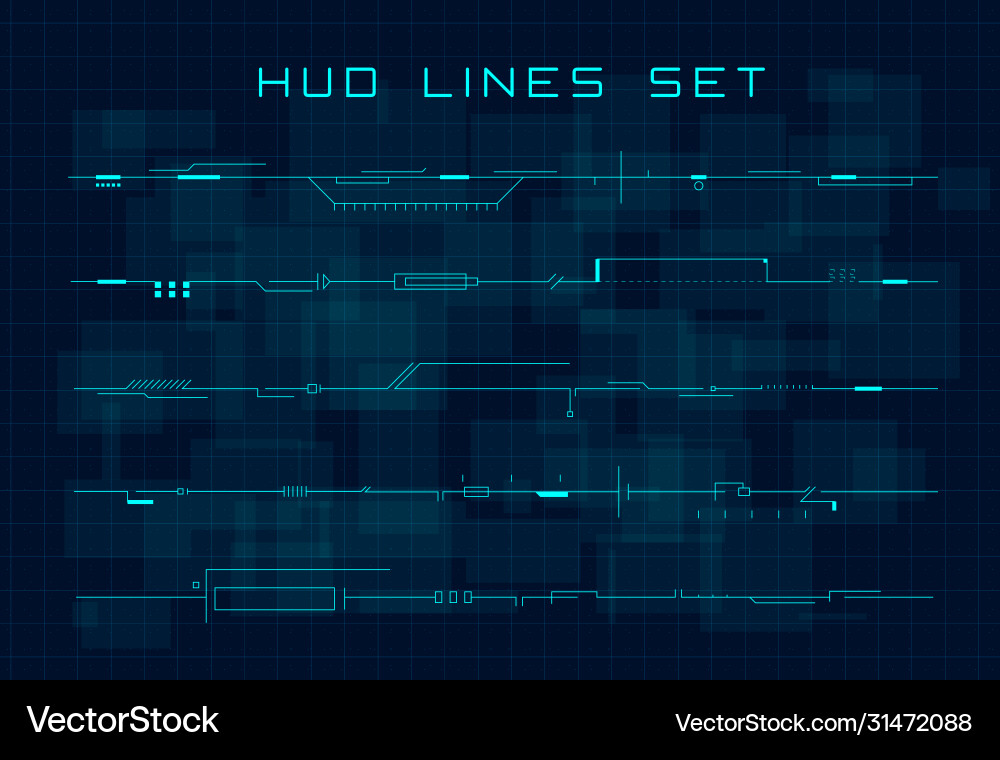 Set hud futuristic header footer and line Set hud futuristic header footer and line vector image