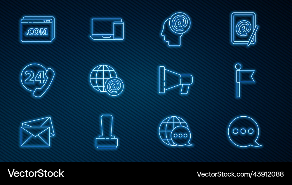Set line speech bubble chat location marker mail Set line speech bubble chat location marker mail vector image