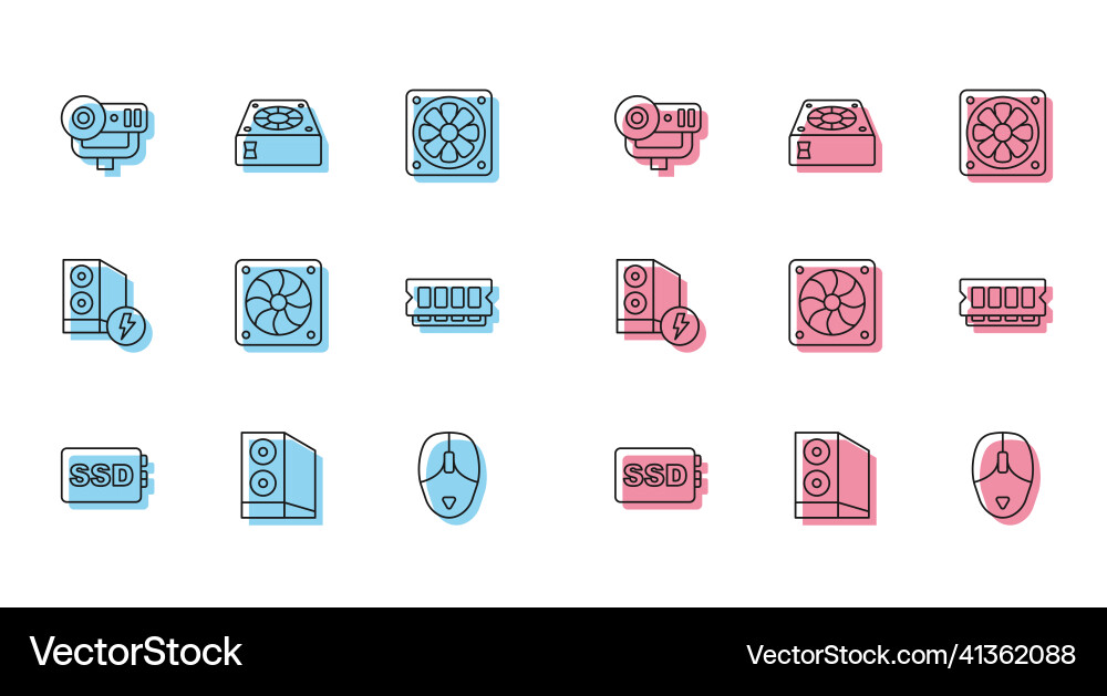 Set line ssd card case of computer web camera Set line ssd card case of computer web camera vector image