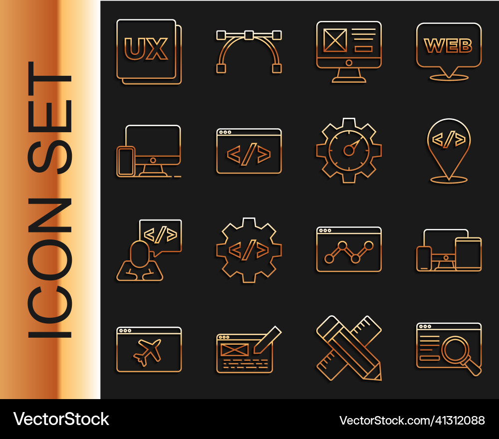 Set line ui or ux design monitor mobile tablet Set line ui or ux design monitor mobile tablet vector image
