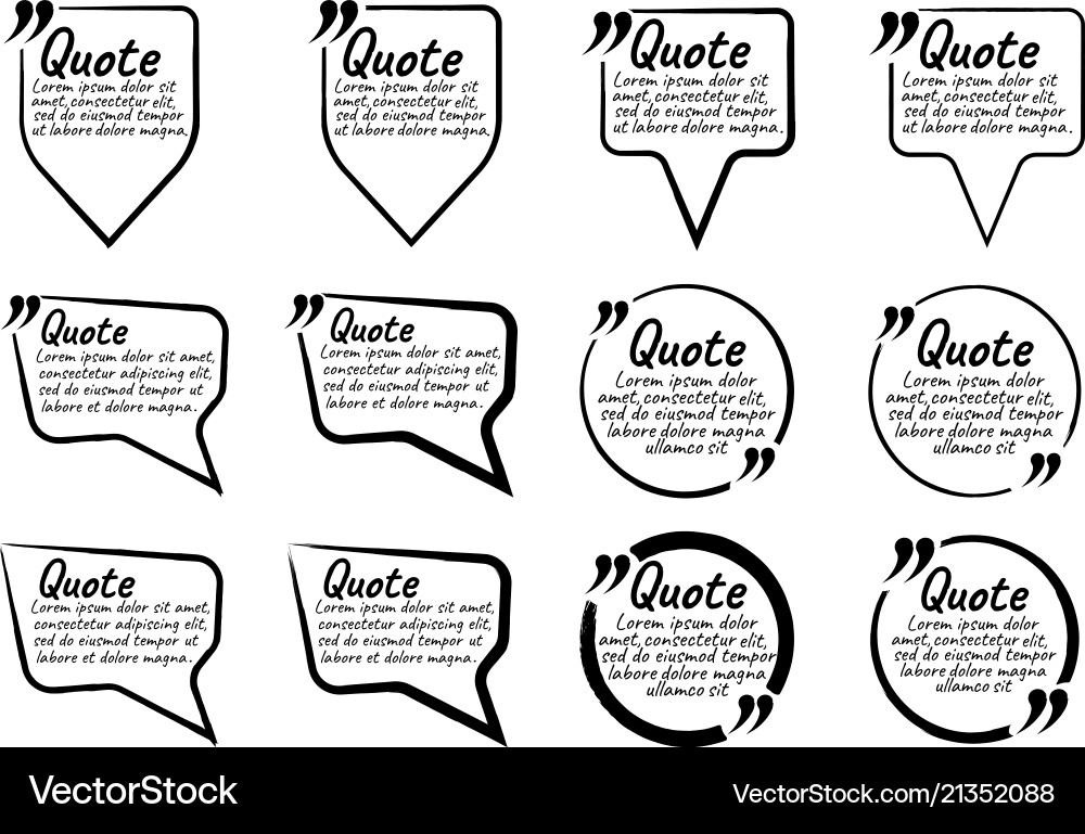Set of quote blank with text icon and label Set of quote blank with text icon and label vector image