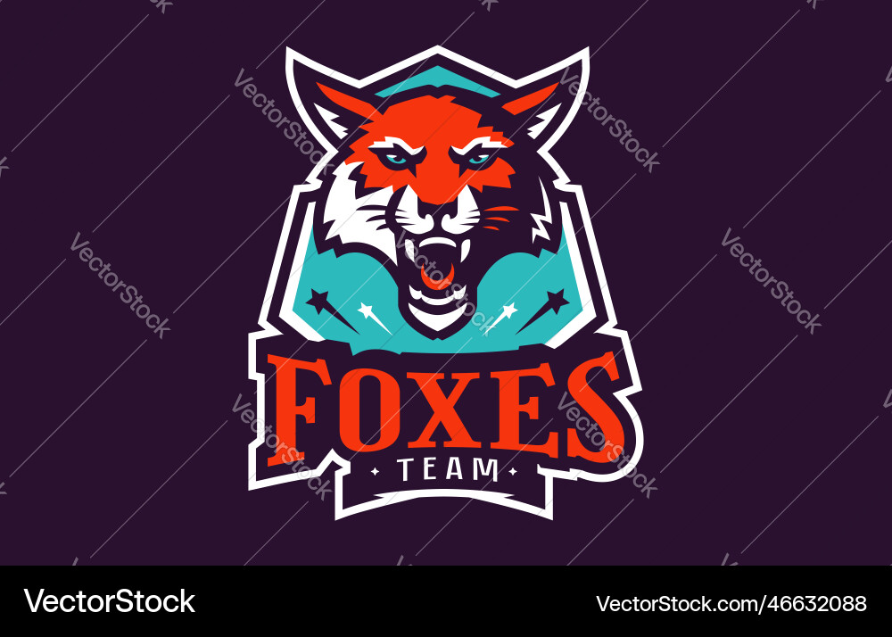 Sport-Logo mit Fuchs Maskottchen buntes Sport-Emblem Sport-Logo mit Fuchs Maskottchen buntes Sport-Emblem vektorbild