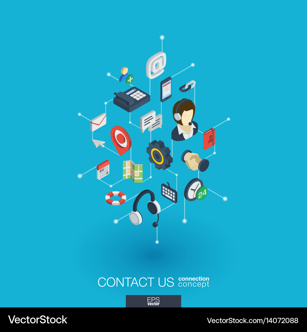 Support integrated 3d web icons digital network Vector Image