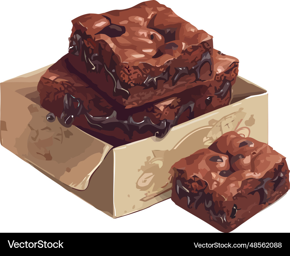 Sweet chocolate brownie slice on white plate – Royalty-Free Vector |  VectorStock, image size:1000x881