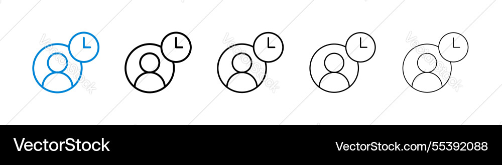 User time icons in five different stroke sizes vector image
