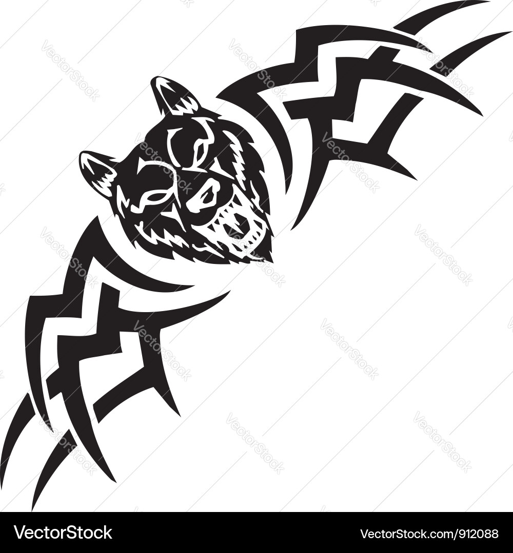 Wolf and symmetric tribals vector image