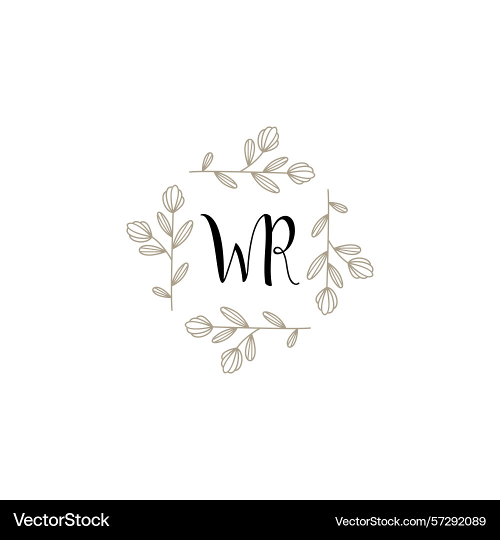Botanical monogram logos with initial wr Vector Image
