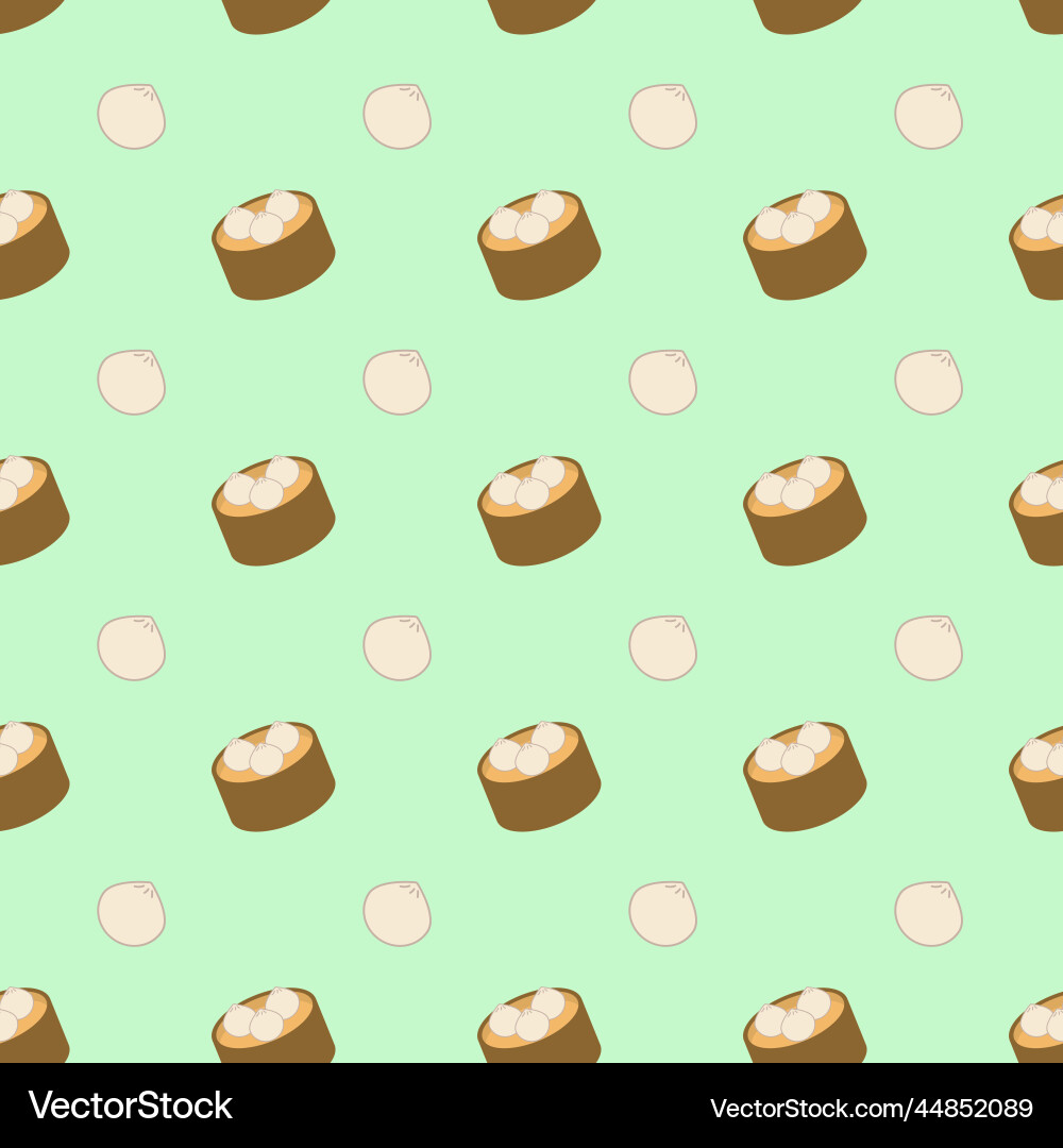 Dim sum and basket seamless pattern Dim sum and basket seamless pattern vector image