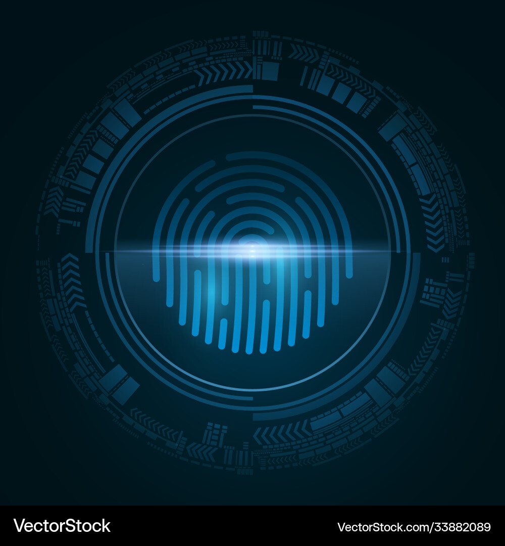 Fingerprint for computer system security with neon Vector Image