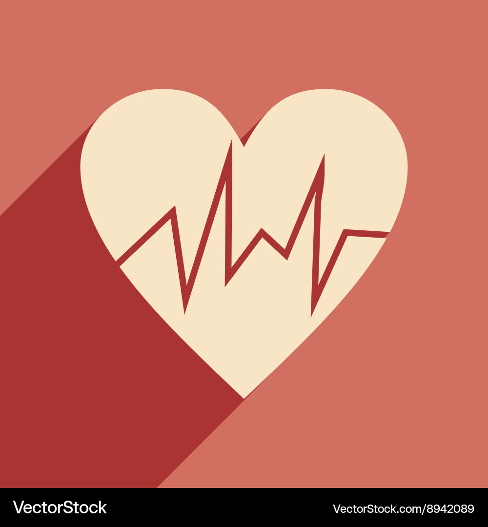 Flat with shadow icon and mobile application pulse vector image