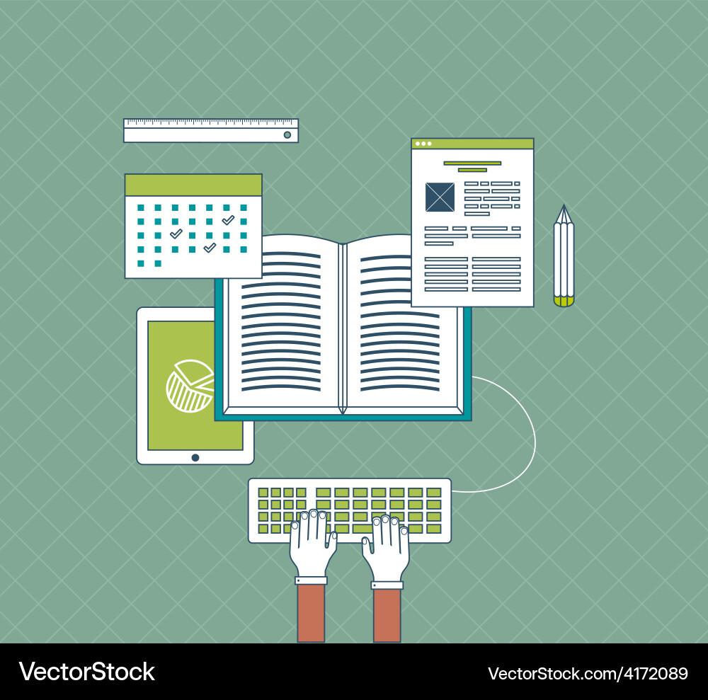 Full circle of e-learning with set icons about vector image