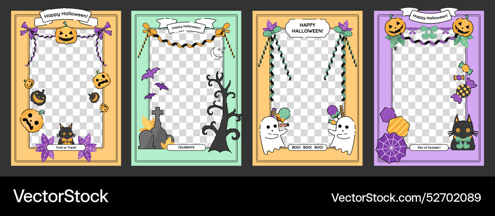 Halloween poster set with empty frames c Halloween poster set with empty frames c vector image