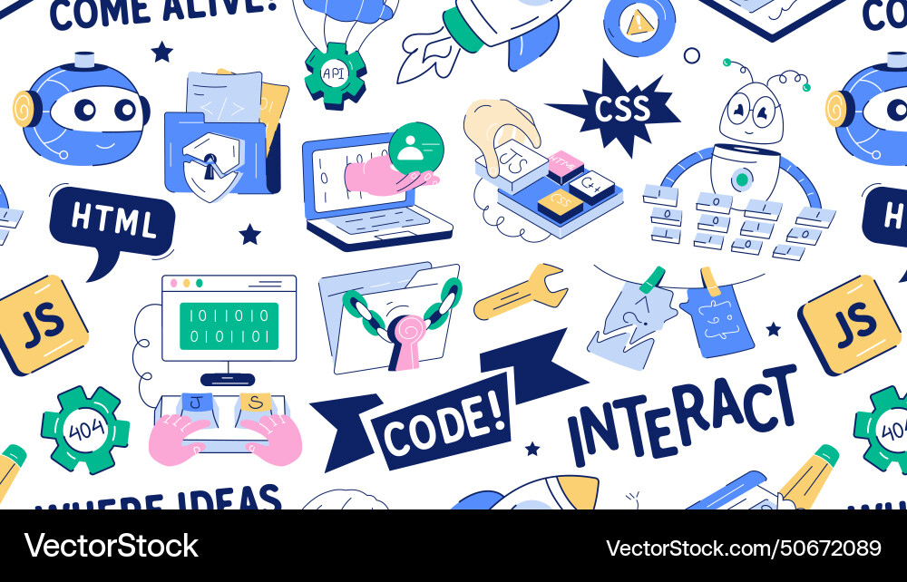 Hand drawn showing concepts of programming vector image