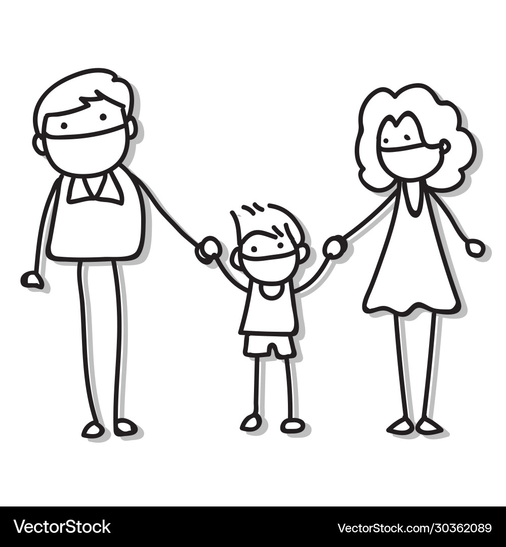 Hand Zeichnung Cartoon Charakter Menschen in der Familie Hand Zeichnung Cartoon Charakter Menschen in der Familie vektorbild