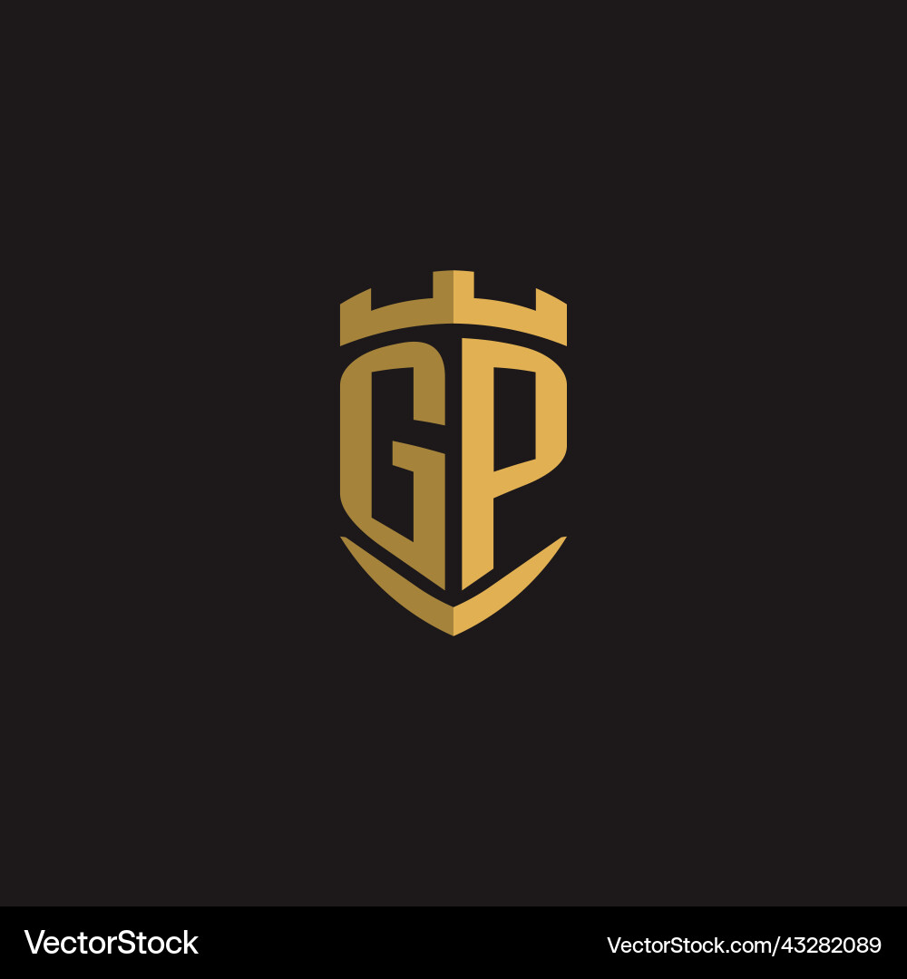 Initials gp logo monogram with shield style design Initials gp logo monogram with shield style design Vector Image