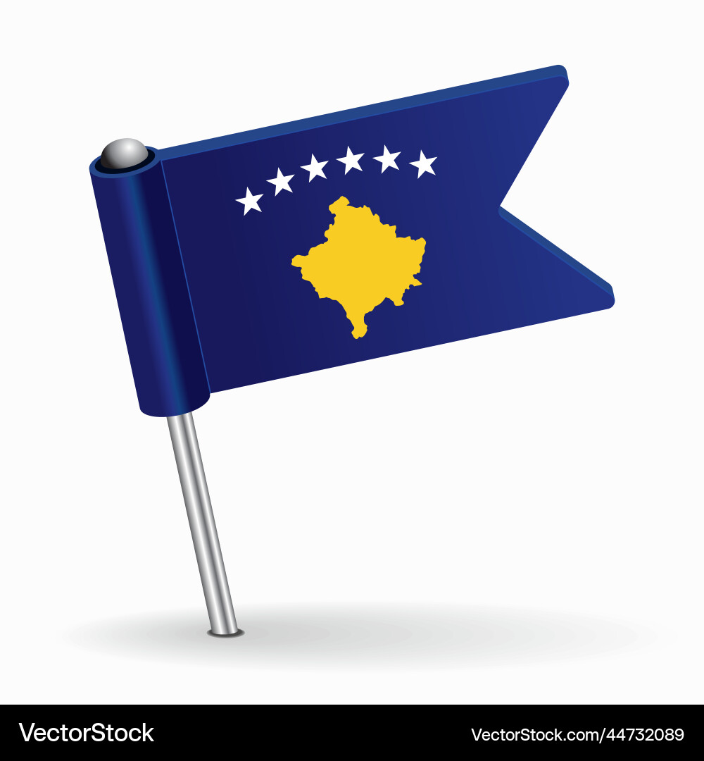 Kosovo Flag Pointer Map Layout Vector Image