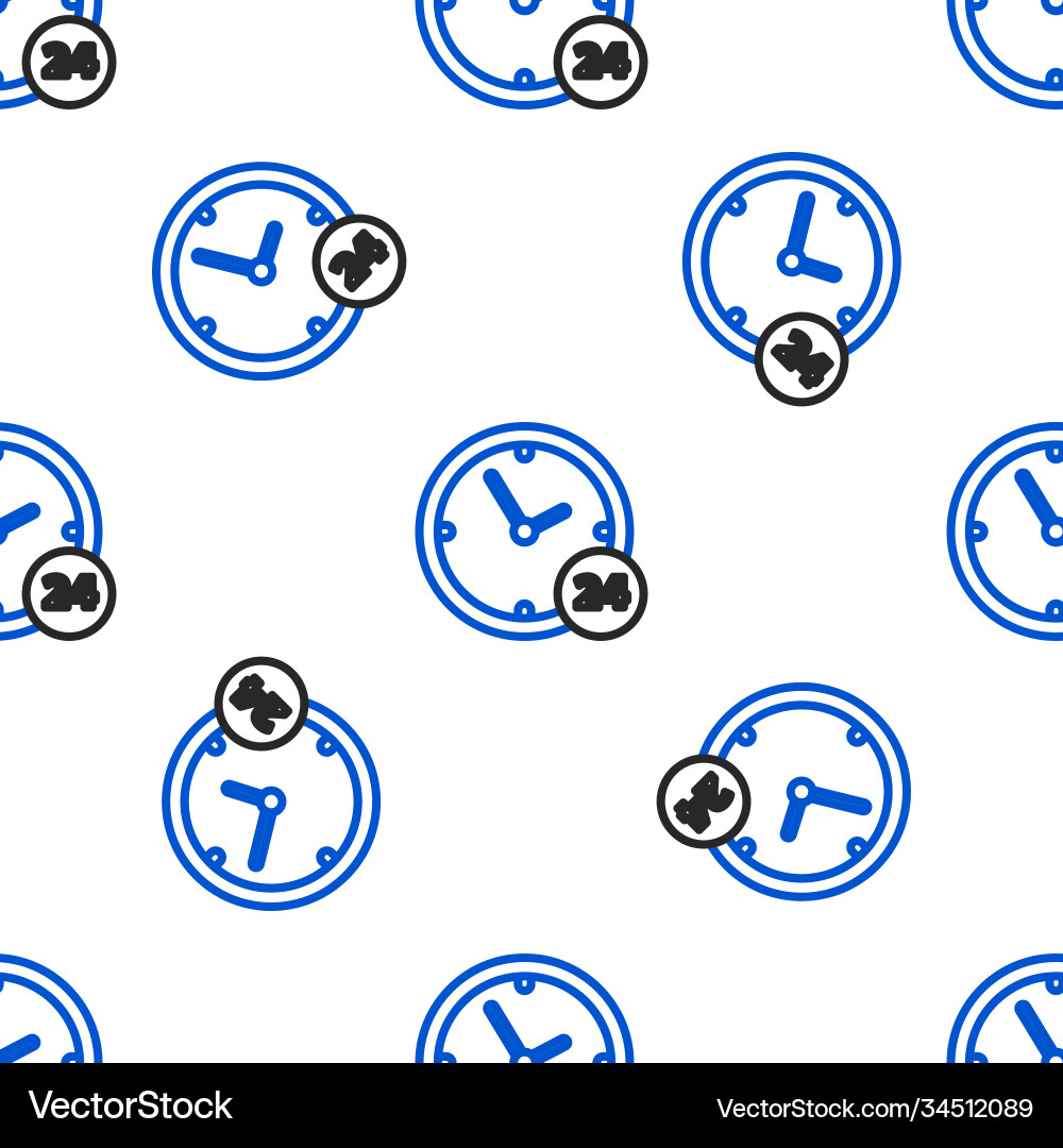 Line clock 24 hours icon isolated seamless pattern Line clock 24 hours icon isolated seamless pattern vector image
