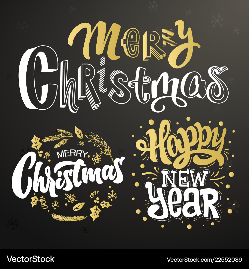 Merry christmas lettering design set Merry christmas lettering design set vector image