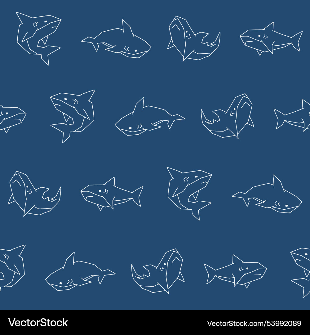 Outline collection of shark seamless pattern Outline collection of shark seamless pattern Vector Image